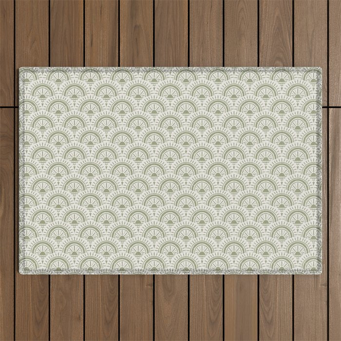 Surfside Deco . Lush Green on Neutral Outdoor Rug Gallery Image 1