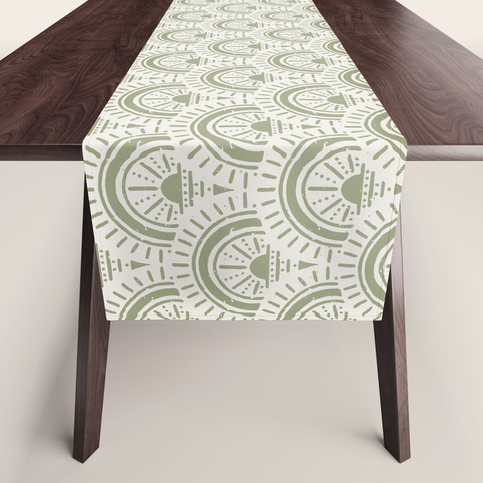 Surfside Deco . Lush Green on Neutral Table Runner Gallery Image 1