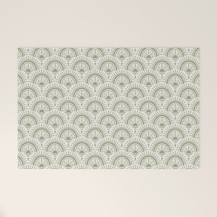 Surfside Deco . Lush Green on Neutral Welcome Mat Gallery Image 1