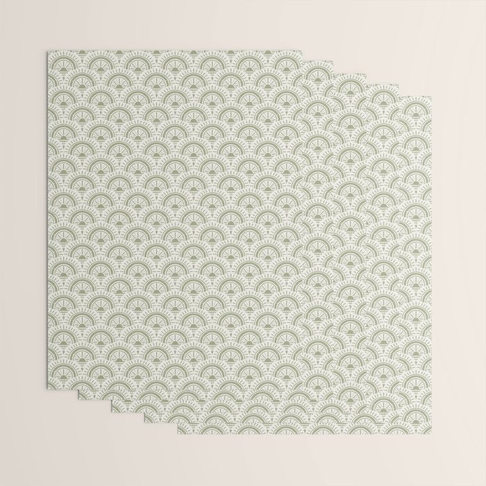 Surfside Deco . Lush Green on Neutral Wrapping Paper Gallery Image 3