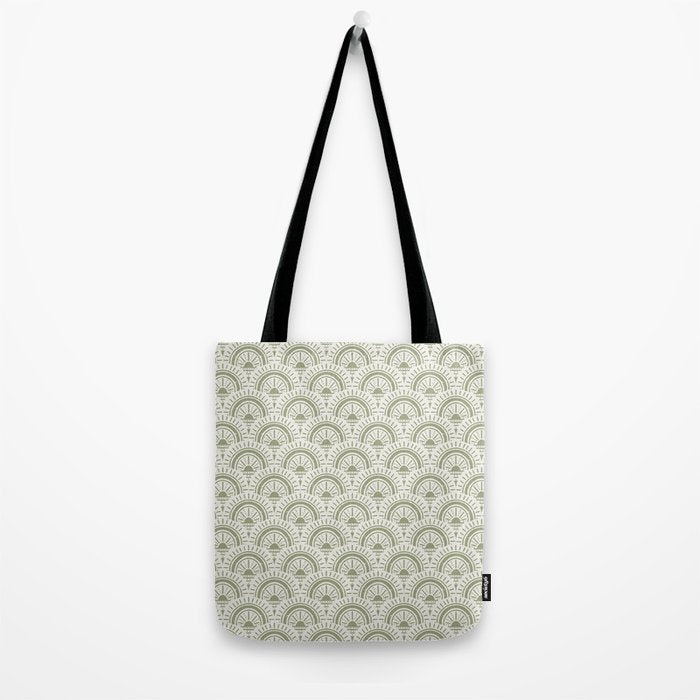 Surfside Deco . Lush Green on Neutral Tote Bag Gallery Image 2
