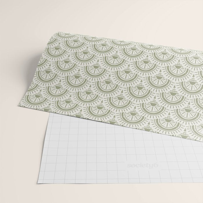 Surfside Deco . Lush Green on Neutral Wrapping Paper Gallery Image 2