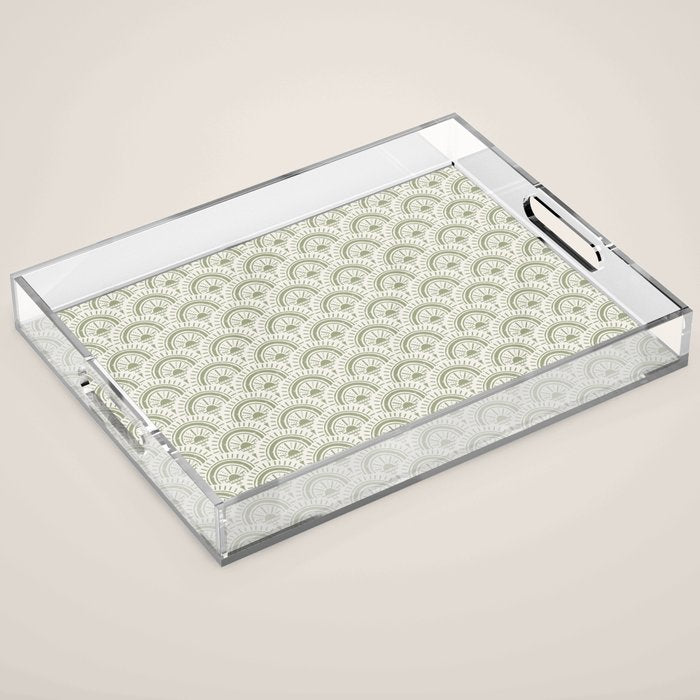 Surfside Deco . Lush Green on Neutral Acrylic Tray Gallery Image 1