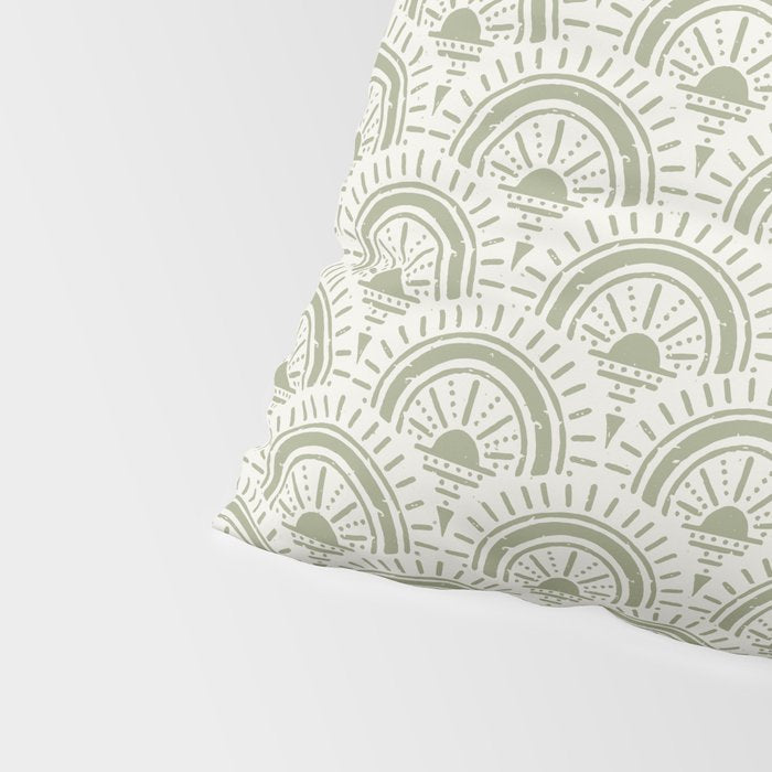 Surfside Deco . Lush Green on Neutral Pillow Sham Gallery Image 4