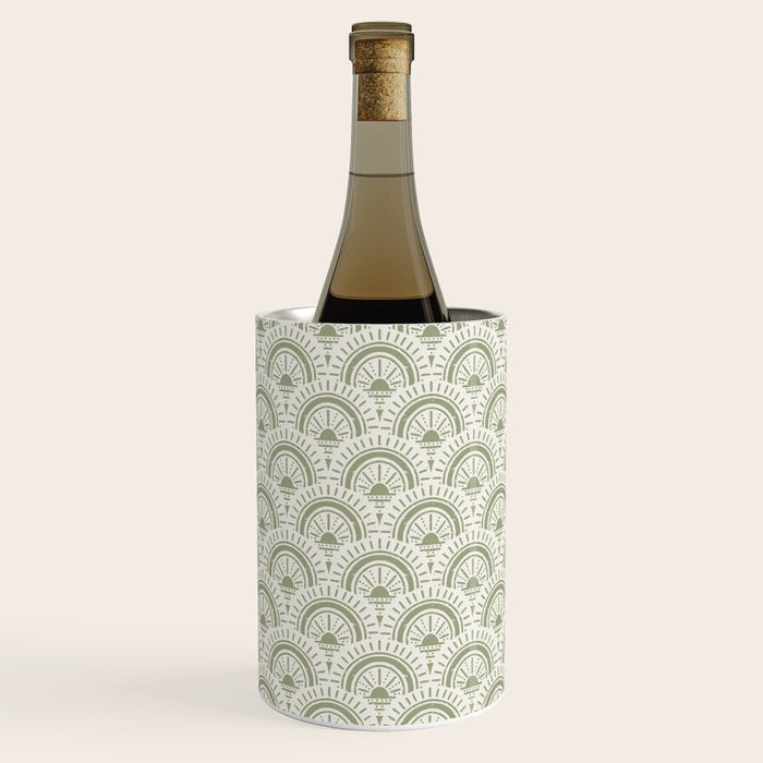 Surfside Deco . Lush Green on Neutral Wine Chiller Gallery Image 1