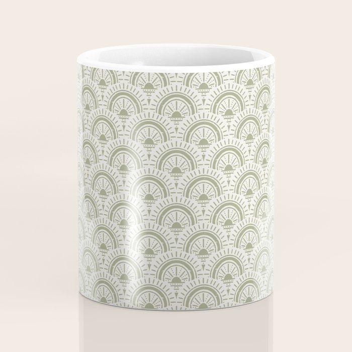 Surfside Deco . Lush Green on Neutral Coffee Mug Gallery Image 4
