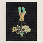 Love Stoned Cowboy Boots - Emerald, Cream, Black Jigsaw Puzzle Gallery Image 1