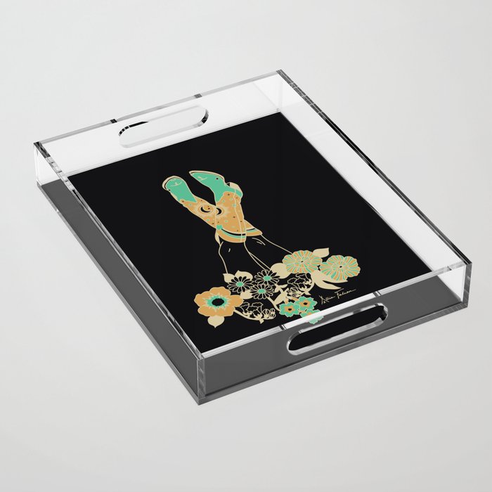 Love Stoned Cowboy Boots - Emerald, Cream, Black Acrylic Tray Gallery Image 1