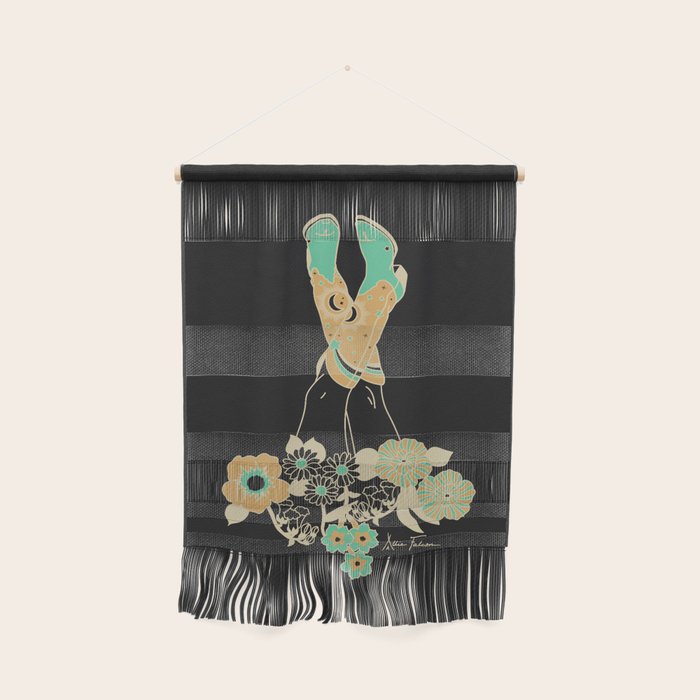 Love Stoned Cowboy Boots - Emerald, Cream, Black Wall Hanging Gallery Image 1