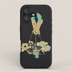 Love Stoned Cowboy Boots - Emerald, Cream, Black iPhone Case Gallery Image 1