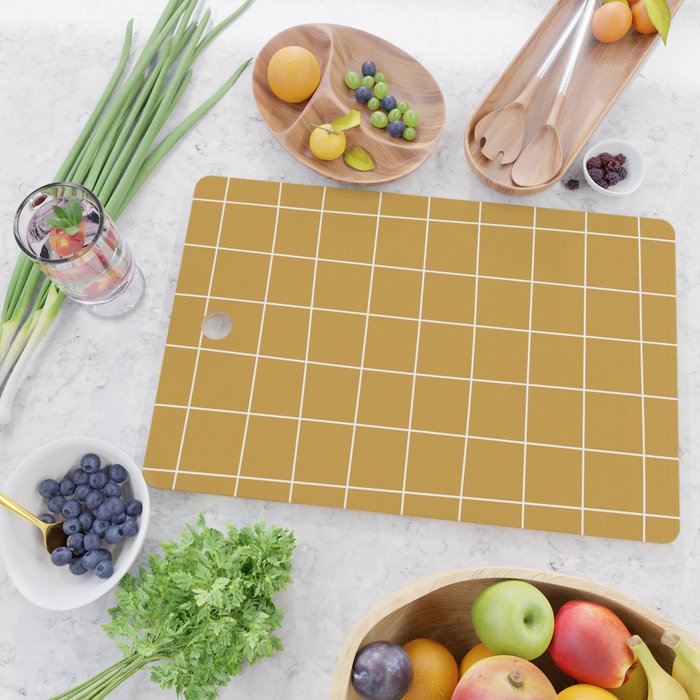 Hand Drawn Grid Golden Cutting Board Gallery Image 2