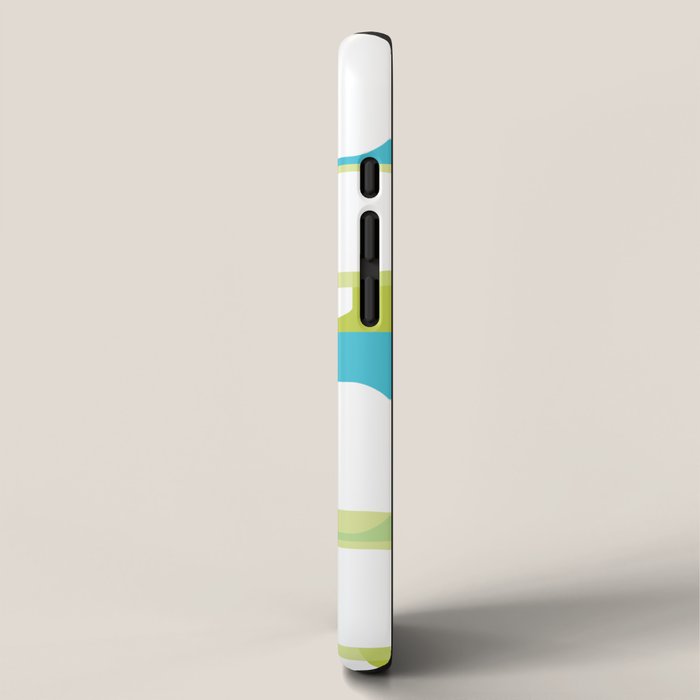 Mid-Century Modern Rectangle Design Blue Green and Gray iPhone Case Gallery Image 2