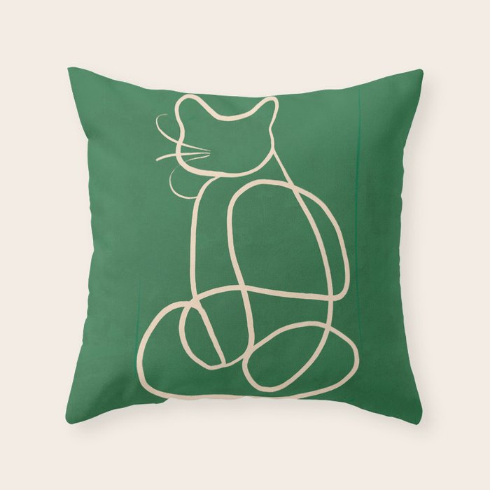 Abstract Line Art Cat 9 Throw Pillow Gallery Image 1