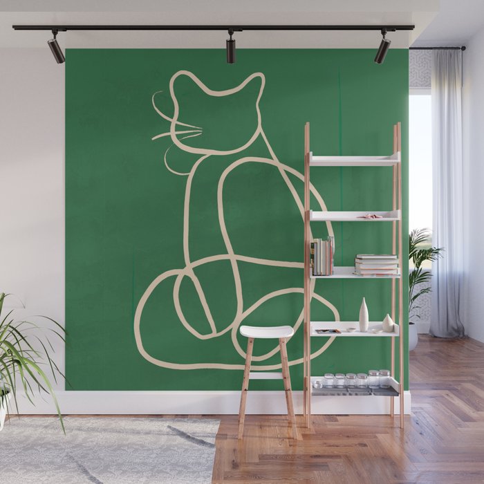 Abstract Line Art Cat 9 Wall Mural Gallery Image 1