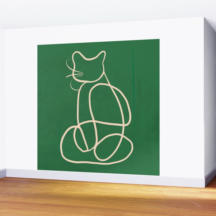 Abstract Line Art Cat 9 Wall Mural Gallery Image 2