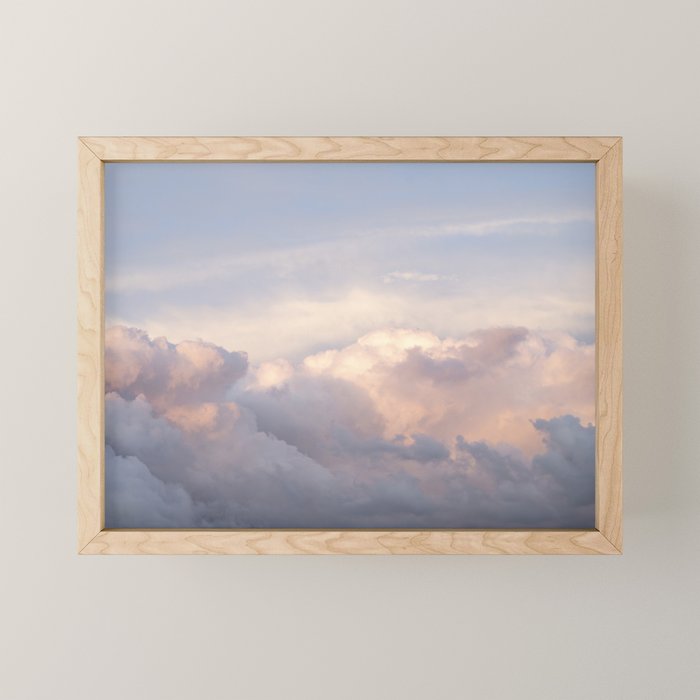 Blush pink clouds in Norway, and dreamy pink and pastel blue - summer sunset nature photography Mini Art Print Gallery Image 1