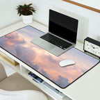 Blush pink clouds in Norway, and dreamy pink and pastel blue - summer sunset nature photography Desk Mat Gallery Image 2
