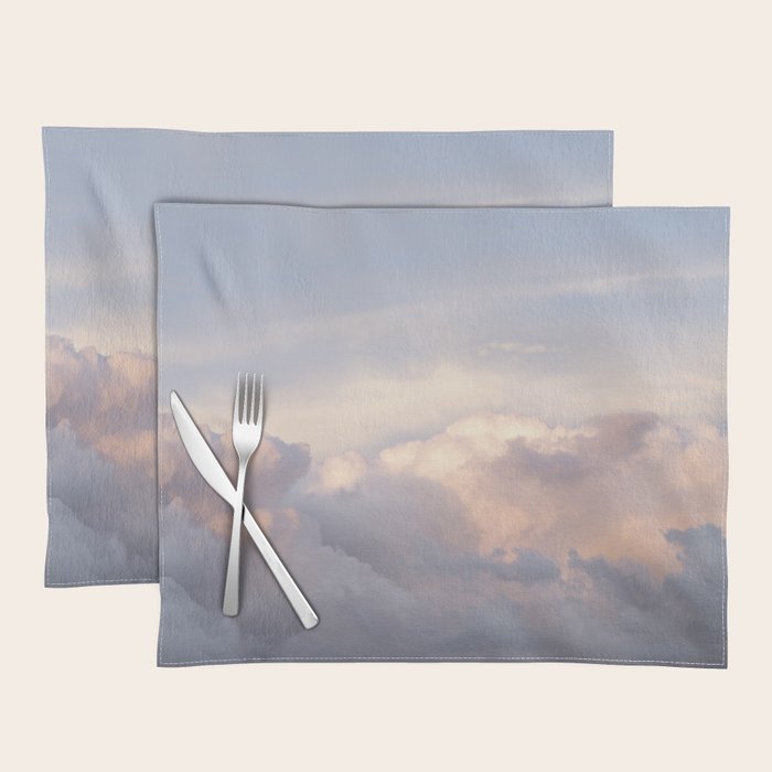Blush pink clouds in Norway, and dreamy pink and pastel blue - summer sunset nature photography Placemat Gallery Image 1
