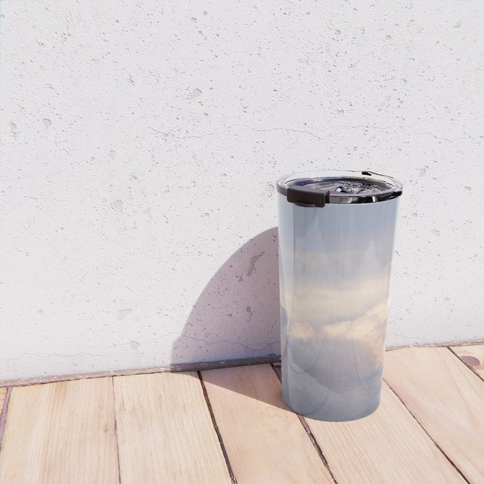 Blush pink clouds in Norway, and dreamy pink and pastel blue - summer sunset nature photography Travel Mug Gallery Image 4