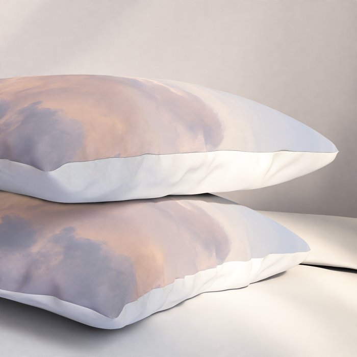 Blush pink clouds in Norway, and dreamy pink and pastel blue - summer sunset nature photography Pillow Sham Gallery Image 3