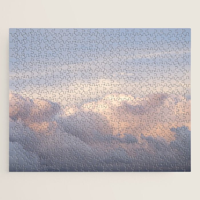Blush pink clouds in Norway, and dreamy pink and pastel blue - summer sunset nature photography Jigsaw Puzzle Gallery Image 1