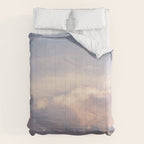 Blush pink clouds in Norway, and dreamy pink and pastel blue - summer sunset nature photography Comforter Gallery Image 6