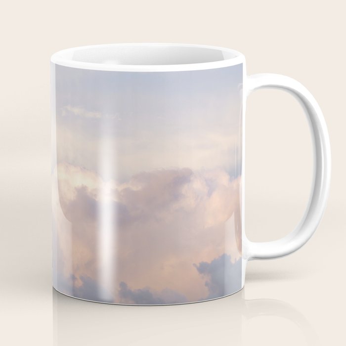 Blush pink clouds in Norway, and dreamy pink and pastel blue - summer sunset nature photography Coffee Mug Gallery Image 1