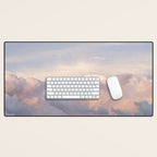 Blush pink clouds in Norway, and dreamy pink and pastel blue - summer sunset nature photography Desk Mat Gallery Image 1