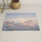 Blush pink clouds in Norway, and dreamy pink and pastel blue - summer sunset nature photography Rug Gallery Image 1