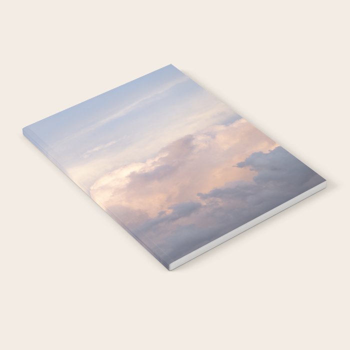 Blush pink clouds in Norway, and dreamy pink and pastel blue - summer sunset nature photography Notebook Gallery Image 1