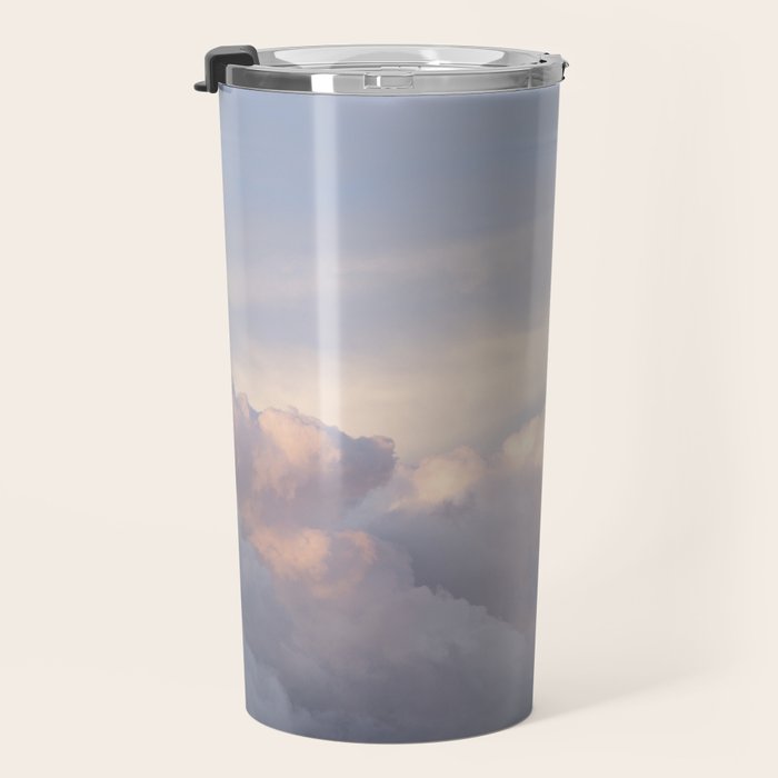 Blush pink clouds in Norway, and dreamy pink and pastel blue - summer sunset nature photography Travel Mug Gallery Image 3