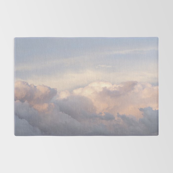 Blush pink clouds in Norway, and dreamy pink and pastel blue - summer sunset nature photography Rug Gallery Image 2