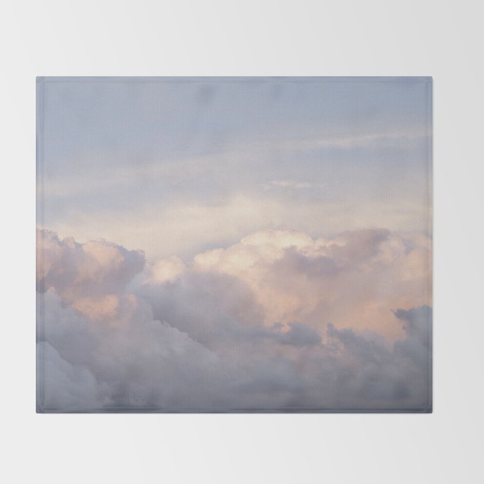 Blush pink clouds in Norway, and dreamy pink and pastel blue - summer sunset nature photography Throw Blanket Gallery Image 2
