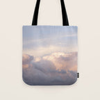 Blush pink clouds in Norway, and dreamy pink and pastel blue - summer sunset nature photography Tote Bag Gallery Image 1