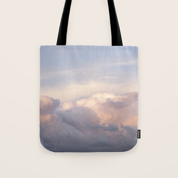 Blush pink clouds in Norway, and dreamy pink and pastel blue - summer sunset nature photography Tote Bag Gallery Image 1