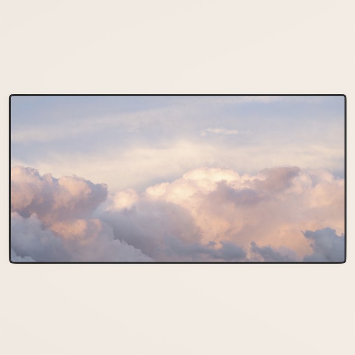 Blush pink clouds in Norway, and dreamy pink and pastel blue - summer sunset nature photography Desk Mat Gallery Image 3