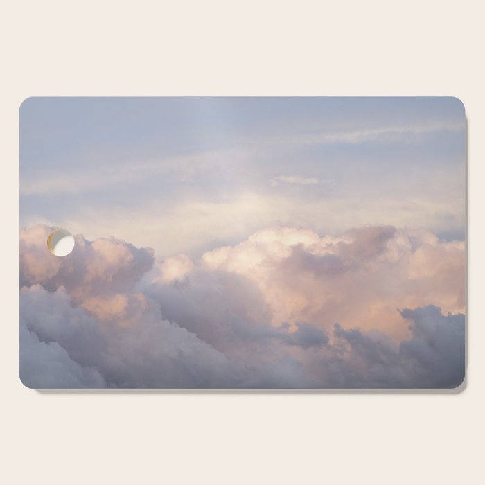 Blush pink clouds in Norway, and dreamy pink and pastel blue - summer sunset nature photography Cutting Board Gallery Image 1