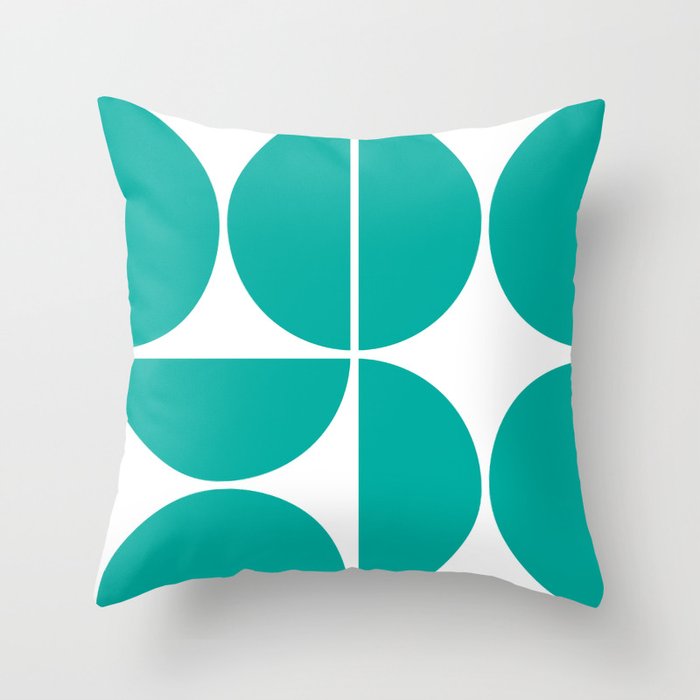 Mid Century Modern Turquoise Square Throw Pillow Gallery Image 6