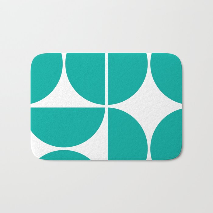 Mid Century Modern Turquoise Square Bath Mat Gallery Image 1