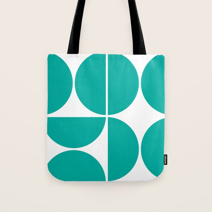 Mid Century Modern Turquoise Square Tote Bag Gallery Image 1