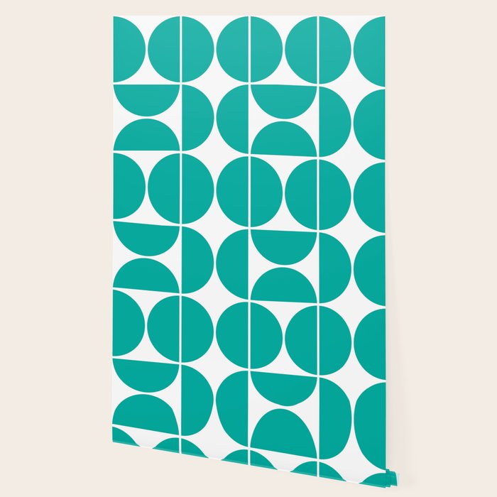 Mid Century Modern Turquoise Square Wallpaper Gallery Image 2