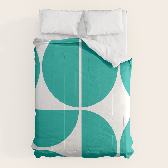 Mid Century Modern Turquoise Square Comforter Gallery Image 1