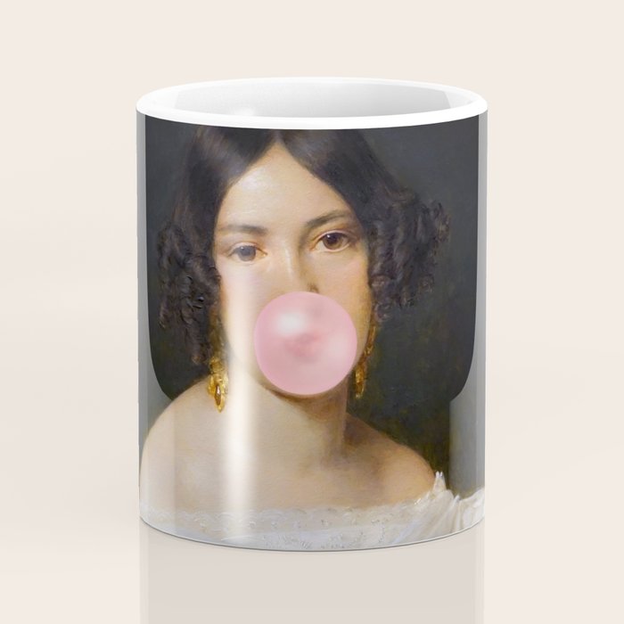 Louise Bubblegum Renaissance Portrait  Eclectic Altered Famous Wall Art Coffee Mug Gallery Image 4