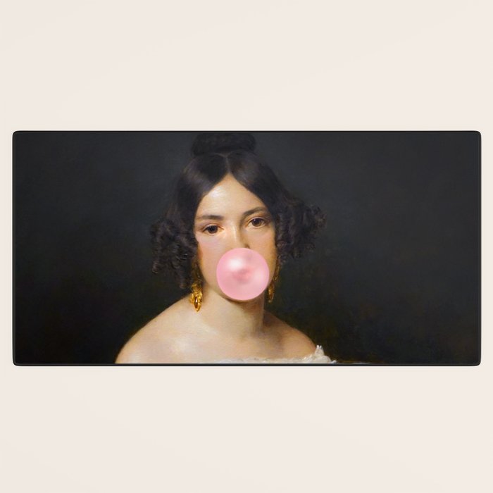 Louise Bubblegum Renaissance Portrait  Eclectic Altered Famous Wall Art Desk Mat Gallery Image 3