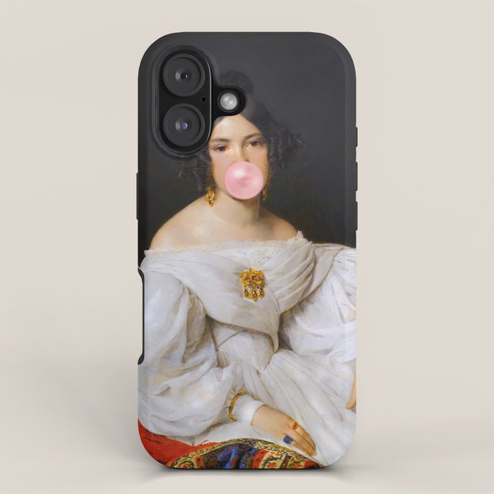 Louise Bubblegum Renaissance Portrait  Eclectic Altered Famous Wall Art iPhone Case Gallery Image 1