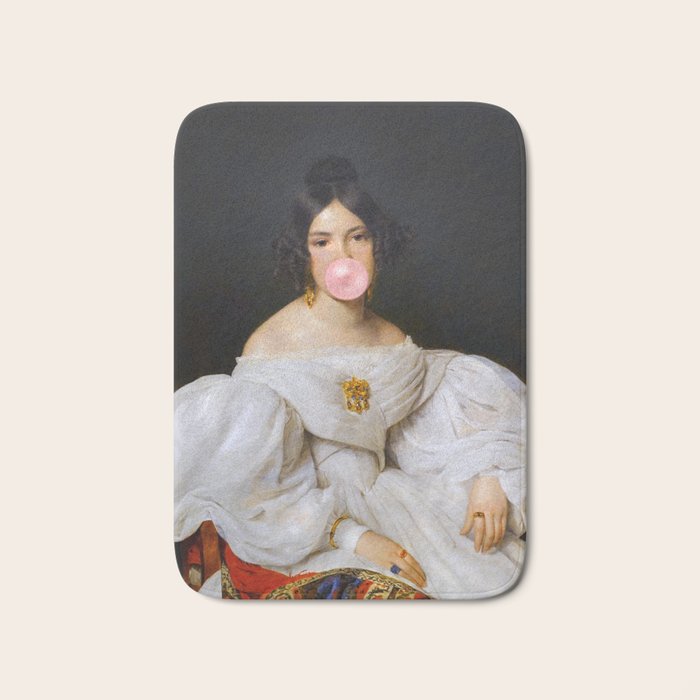 Louise Bubblegum Renaissance Portrait  Eclectic Altered Famous Wall Art Bath Mat Gallery Image 1