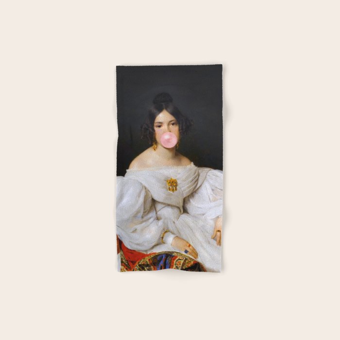 Louise Bubblegum Renaissance Portrait  Eclectic Altered Famous Wall Art Bath Towel Gallery Image 1