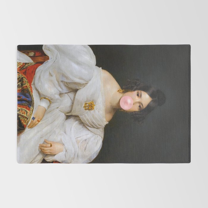 Louise Bubblegum Renaissance Portrait  Eclectic Altered Famous Wall Art Rug Gallery Image 2
