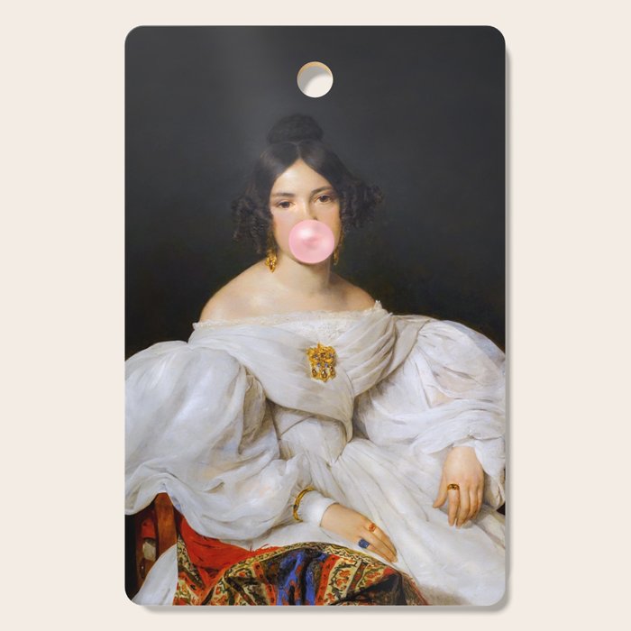 Louise Bubblegum Renaissance Portrait  Eclectic Altered Famous Wall Art Cutting Board Gallery Image 1