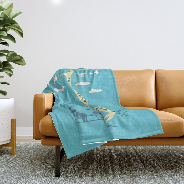 I'm like a bird (blue) Throw Blanket Gallery Image 1
